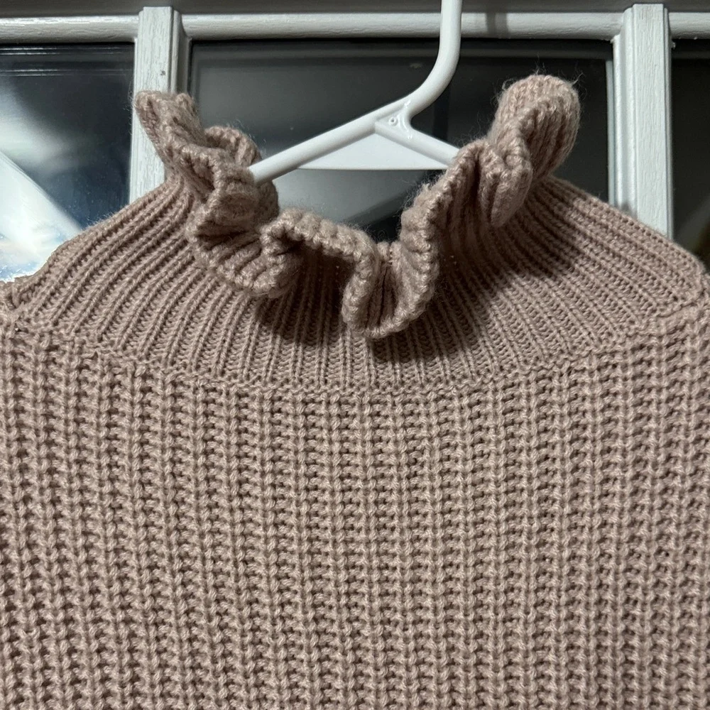 Women's Ruffled Knit Sweater - Pink S/M - Picture 2 of 5